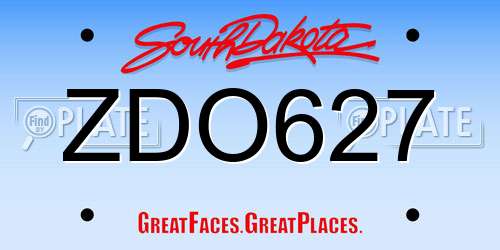 ZDO627 South Dakota License Plate