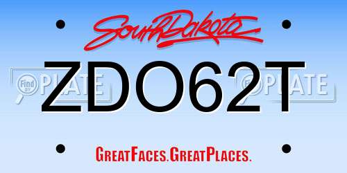ZDO62T South Dakota License Plate
