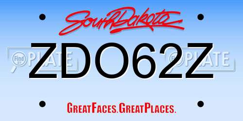 ZDO62Z South Dakota License Plate