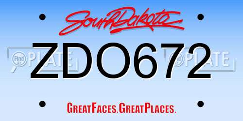 ZDO672 South Dakota License Plate