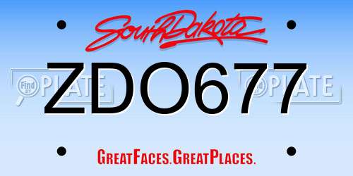 ZDO677 South Dakota License Plate
