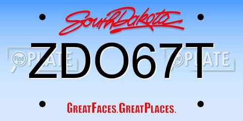 ZDO67T South Dakota License Plate