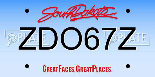 ZDO67Z South Dakota License Plate