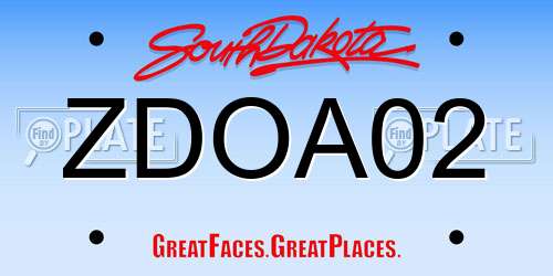 ZDOA02 South Dakota License Plate