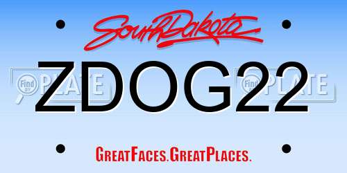 ZDOG22 South Dakota License Plate