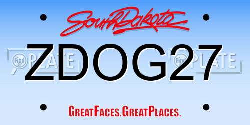 ZDOG27 South Dakota License Plate