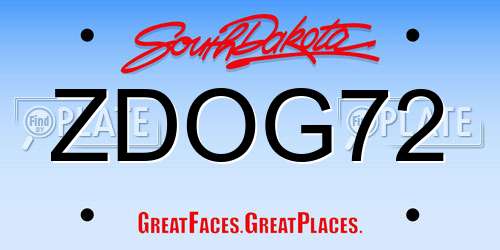 ZDOG72 South Dakota License Plate