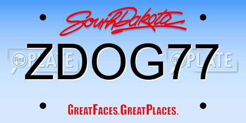 ZDOG77 South Dakota License Plate