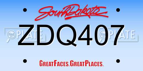 ZDQ407 South Dakota License Plate