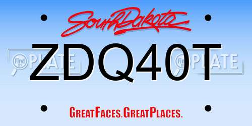 ZDQ40T South Dakota License Plate