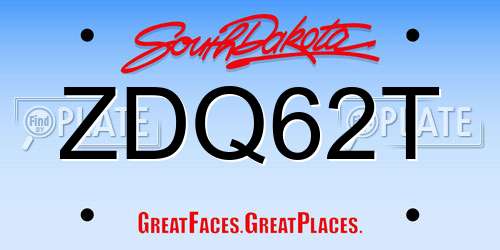 ZDQ62T South Dakota License Plate