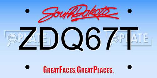 ZDQ67T South Dakota License Plate