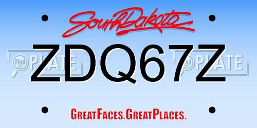 ZDQ67Z South Dakota License Plate