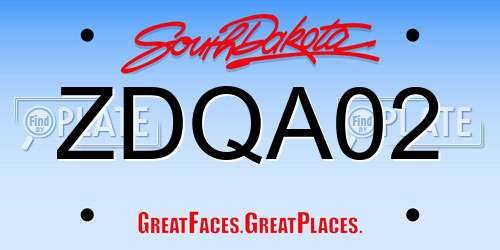 ZDQA02 South Dakota License Plate
