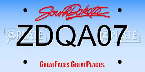 ZDQA07 South Dakota License Plate