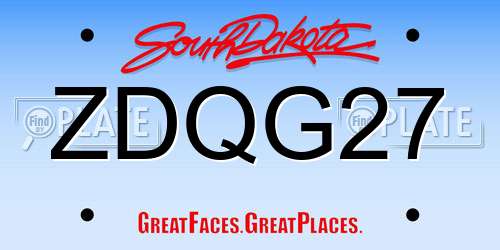 ZDQG27 South Dakota License Plate