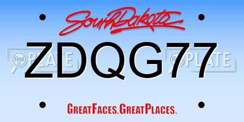 ZDQG77 South Dakota License Plate