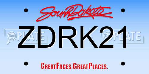 ZDRK21 South Dakota License Plate