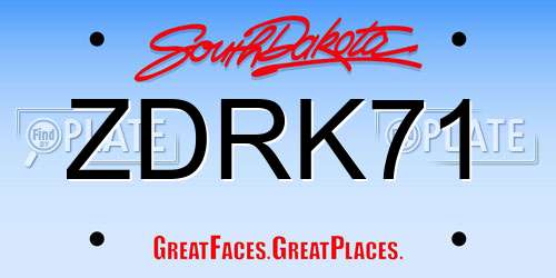 ZDRK71 South Dakota License Plate