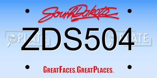 ZDS504 South Dakota License Plate