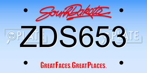 ZDS653 South Dakota License Plate