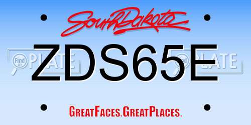 ZDS65E South Dakota License Plate