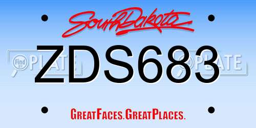 ZDS683 South Dakota License Plate