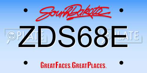 ZDS68E South Dakota License Plate