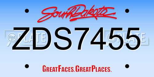 ZDS7455 South Dakota License Plate