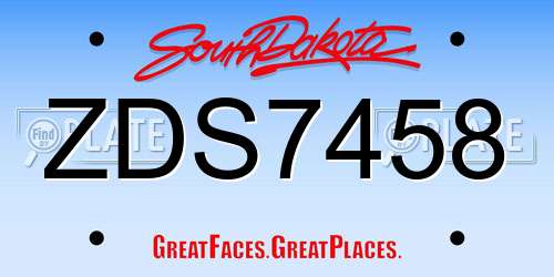 ZDS7458 South Dakota License Plate
