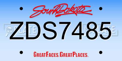 ZDS7485 South Dakota License Plate