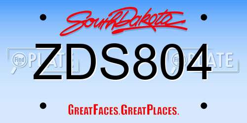 ZDS804 South Dakota License Plate