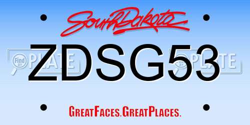 ZDSG53 South Dakota License Plate