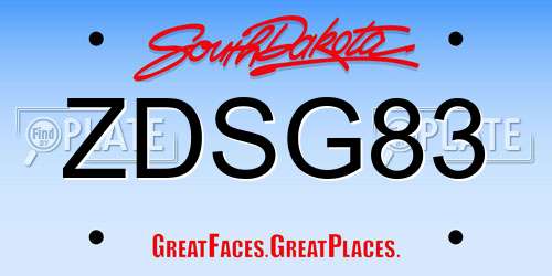 ZDSG83 South Dakota License Plate
