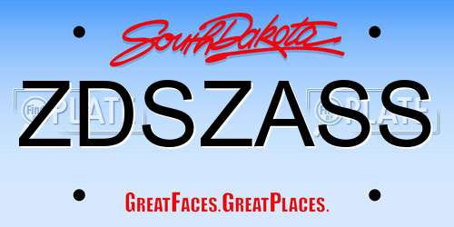 ZDSZASS South Dakota License Plate