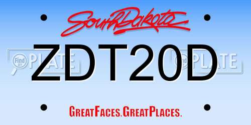 ZDT20D South Dakota License Plate