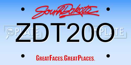 ZDT20O South Dakota License Plate