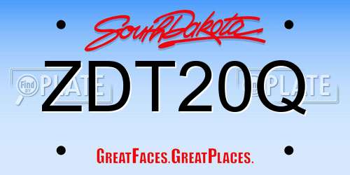 ZDT20Q South Dakota License Plate