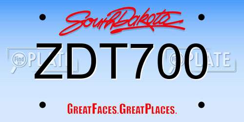 ZDT700 South Dakota License Plate