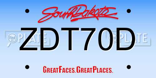 ZDT70D South Dakota License Plate