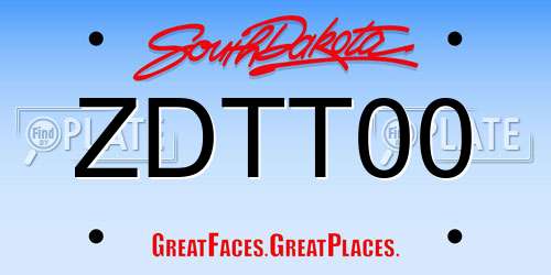 ZDTT00 South Dakota License Plate