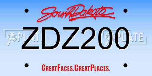 ZDZ200 South Dakota License Plate