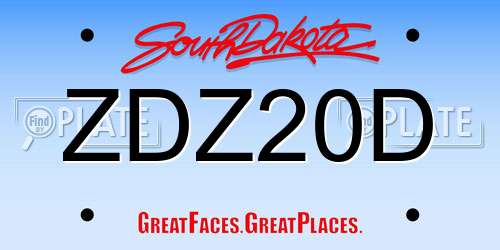 ZDZ20D South Dakota License Plate