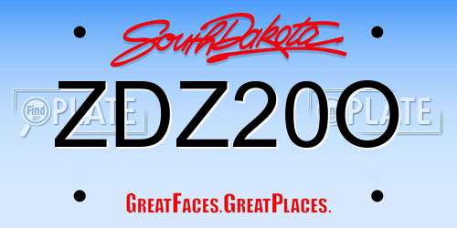 ZDZ20O South Dakota License Plate