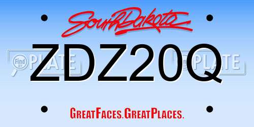 ZDZ20Q South Dakota License Plate