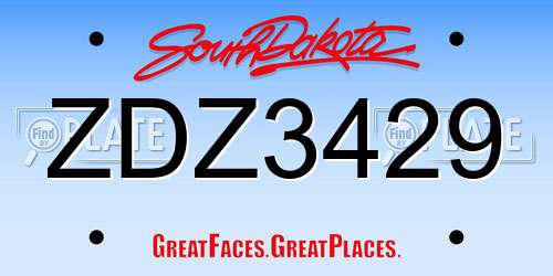ZDZ3429 South Dakota License Plate
