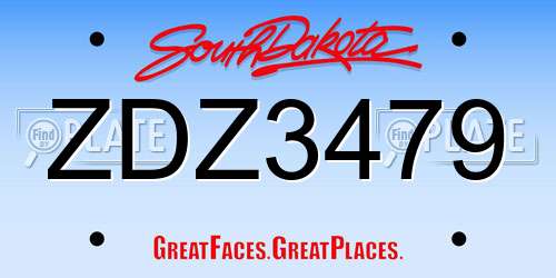 ZDZ3479 South Dakota License Plate