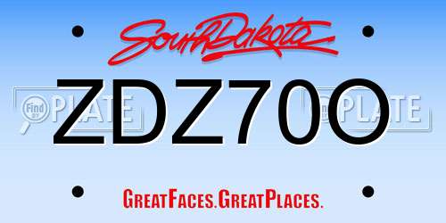 ZDZ70O South Dakota License Plate