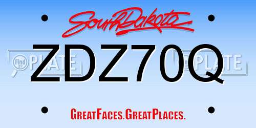ZDZ70Q South Dakota License Plate