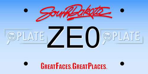ZE0 South Dakota License Plate
